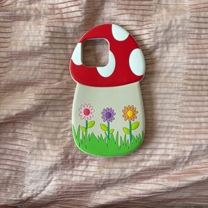 Red Mushroom Phone Case with Floral Design